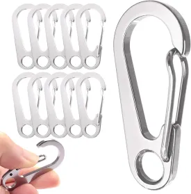 10PCS 1.77 Inch Stainless Steel Clip Spring-Snap Hook,EDC Mini Carabiner Custom Quick Release Hook for Outdoor Key Chain Camping Fishing Hiking Traveling