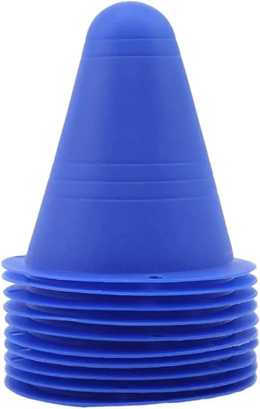 10Pcs/Set Skate Marker Training Road Cones Roller Football Soccer Rugby Skating Obstacle Roller Skate Pile Suppplies(Blue)