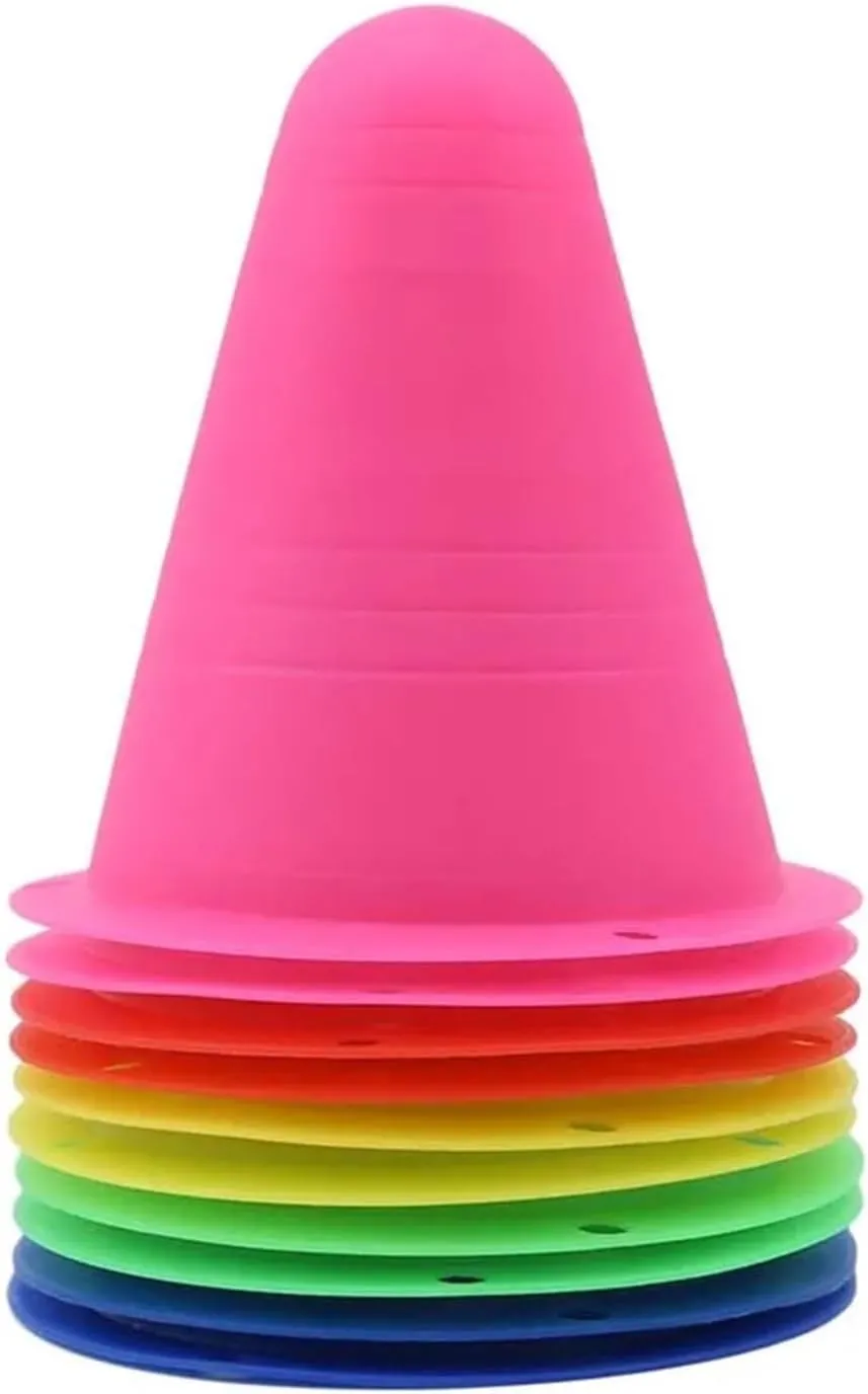 10Pcs/Set Skate Marker Training Road Cones Roller Football Soccer Rugby Skating Obstacle Roller Skate Pile Suppplies(Blue)