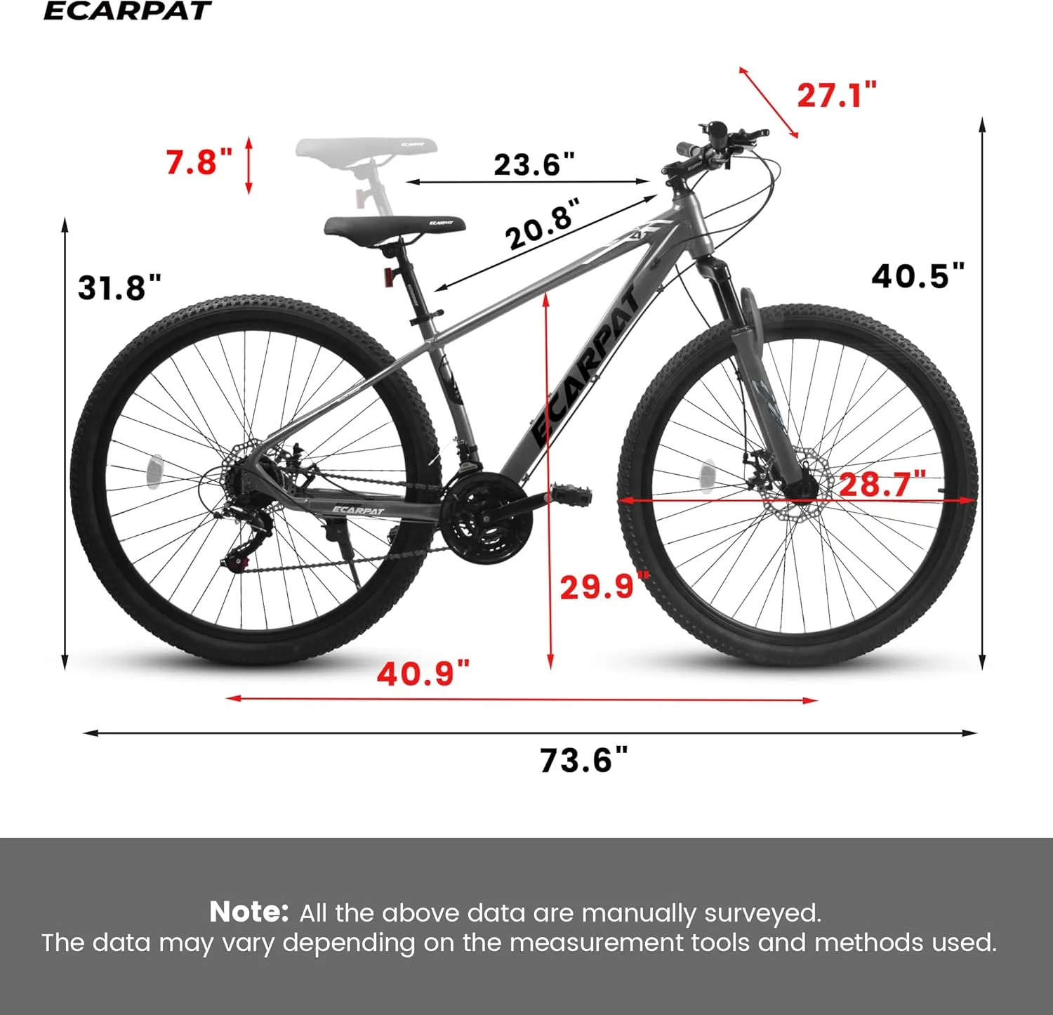 29 Inch Mountain Bike for Adults, 21-Speed Shimano Drivetrain, Aluminum Frame, Dual Disc Brakes & Suspension Fork - Men & Women MTB for Trail & City Riding