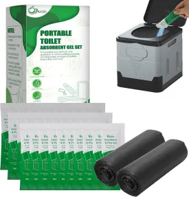 30pcs Portable Toilet Absorbent Gel with Camping Toilet Bags, Poo Urine Powder for Hiking Camping, Poo Gel for Portable Toilet, Camping Toilet Gel Poo Powder for Outdoor Use