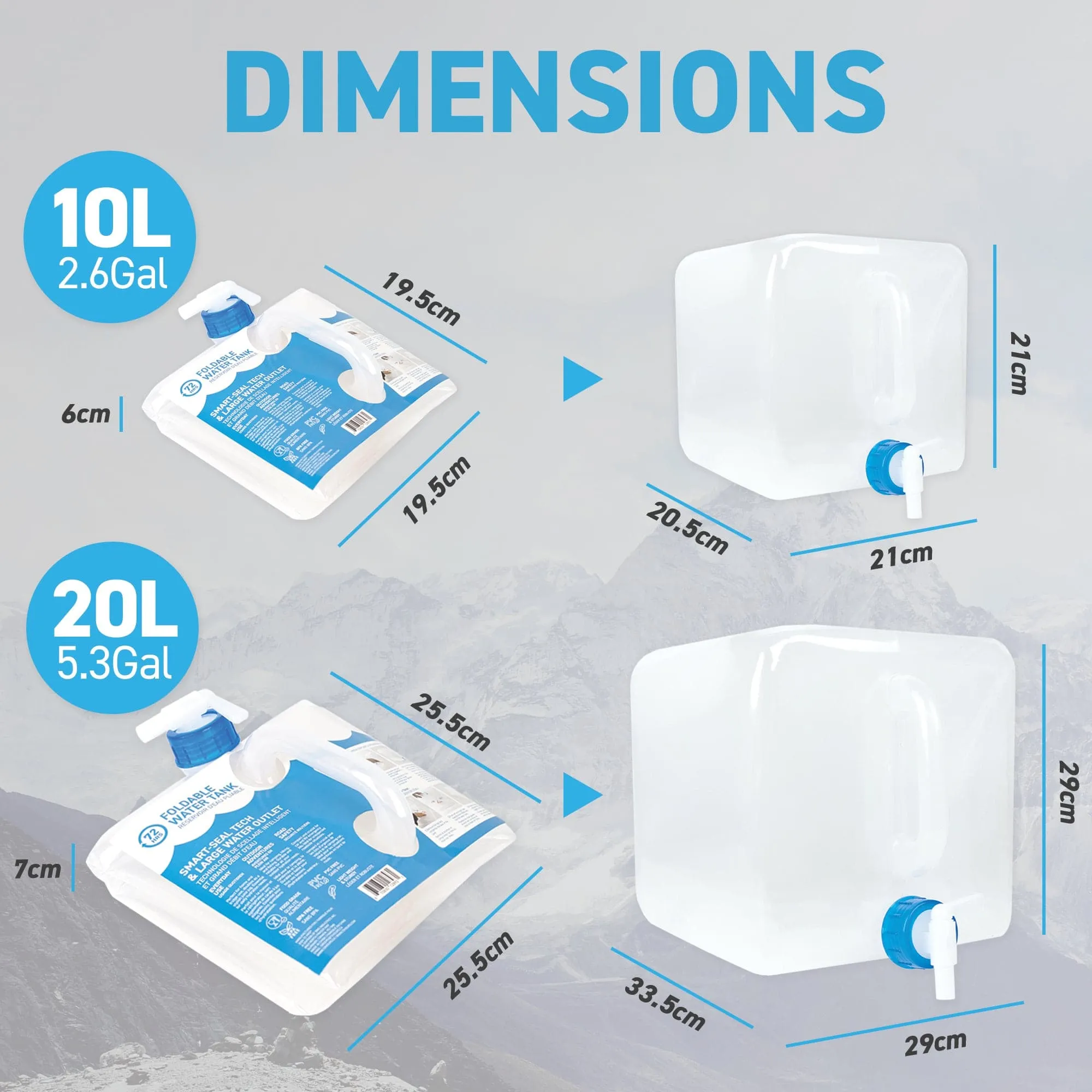 72HRS 30 Litre Foldable Water Storage Container Kit, Food Grade, With Aquatabs