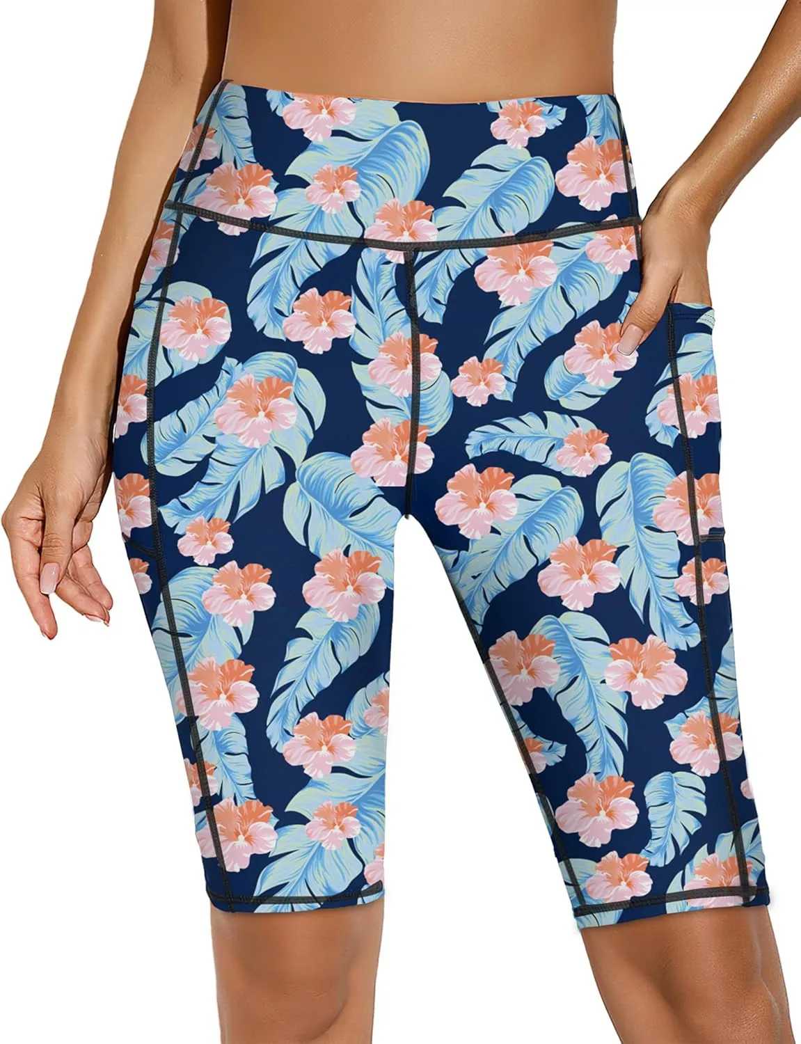 Buauty High-Waisted Women's 12" Swim Shorts with Liner UPF50  Board Shorts with Pockets Quick Dry Swimsuit Bottom