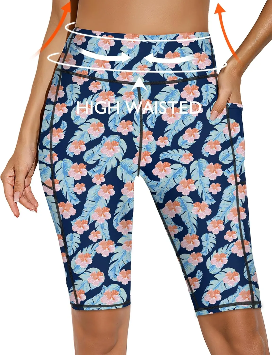 Buauty High-Waisted Women's 12" Swim Shorts with Liner UPF50  Board Shorts with Pockets Quick Dry Swimsuit Bottom