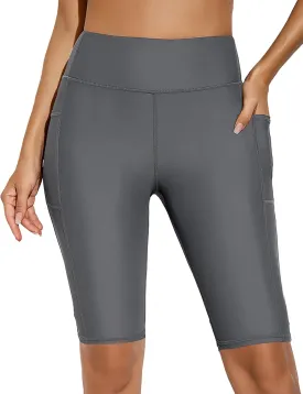 Buauty High-Waisted Women's 12" Swim Shorts with Liner UPF50  Board Shorts with Pockets Quick Dry Swimsuit Bottom