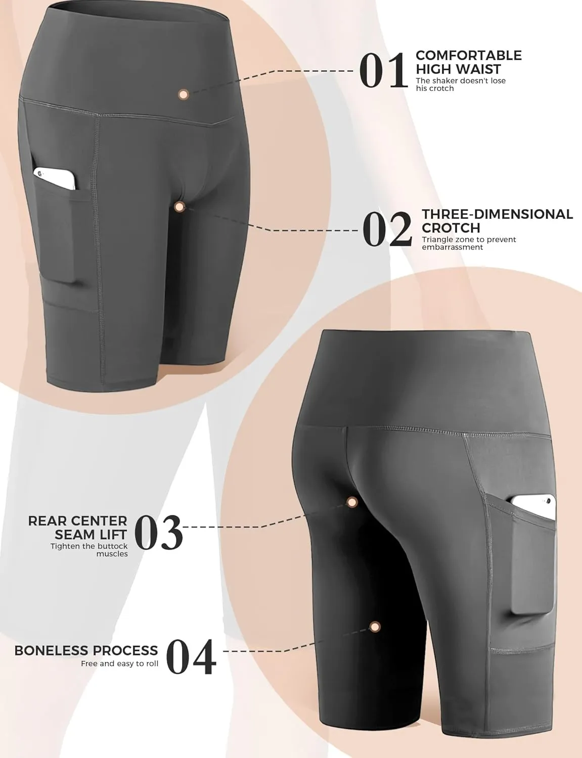 Buauty High-Waisted Women's 12" Swim Shorts with Liner UPF50  Board Shorts with Pockets Quick Dry Swimsuit Bottom