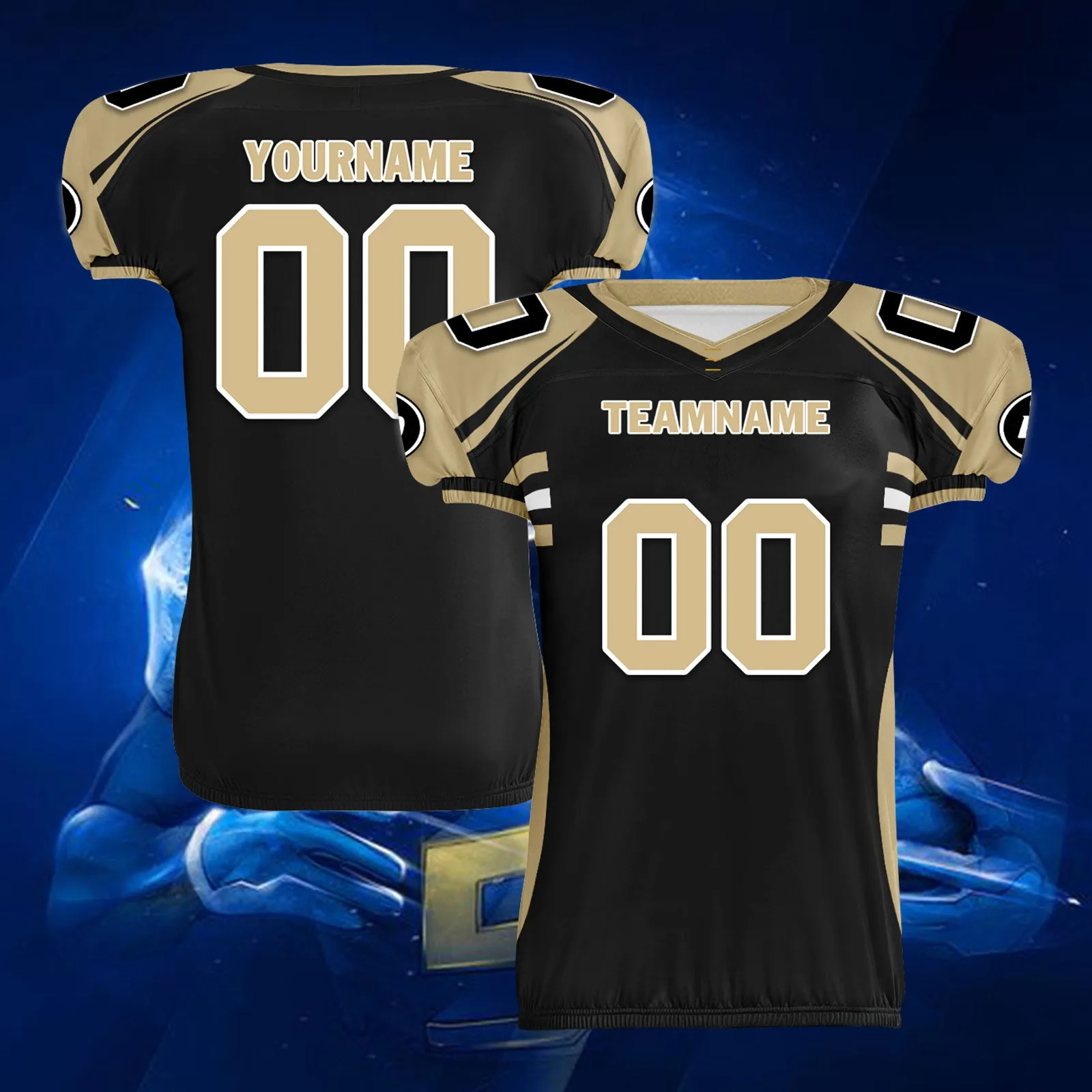 Custom Beige Black Louisiana High-Performance American Football Jersey FBJ06-D023001-19