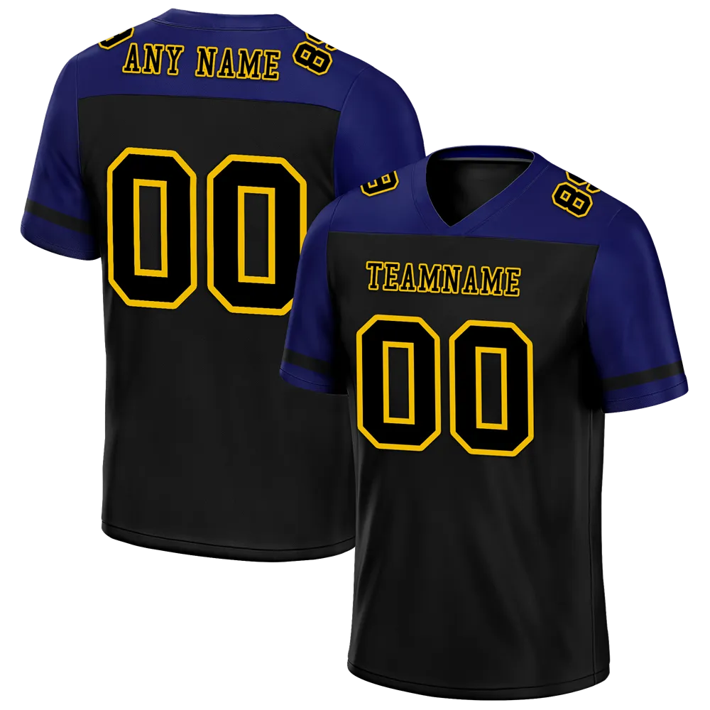 Custom Black Blue Raglan Sleeves Black Personalized Authentic Football Jersey FBJ02-bc0f0bd