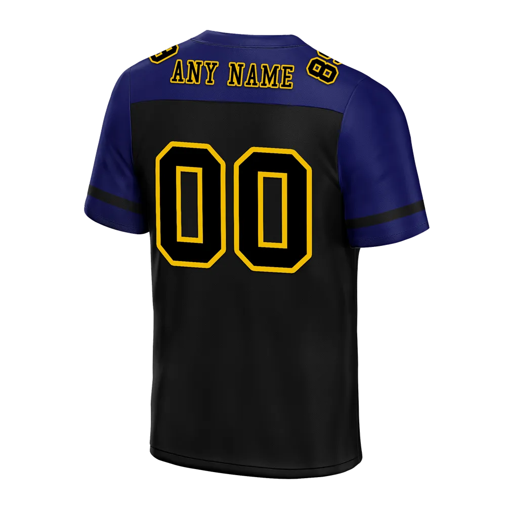 Custom Black Blue Raglan Sleeves Black Personalized Authentic Football Jersey FBJ02-bc0f0bd
