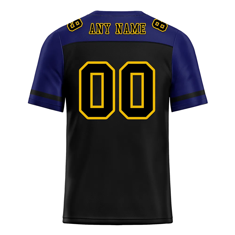 Custom Black Blue Raglan Sleeves Black Personalized Authentic Football Jersey FBJ02-bc0f0bd