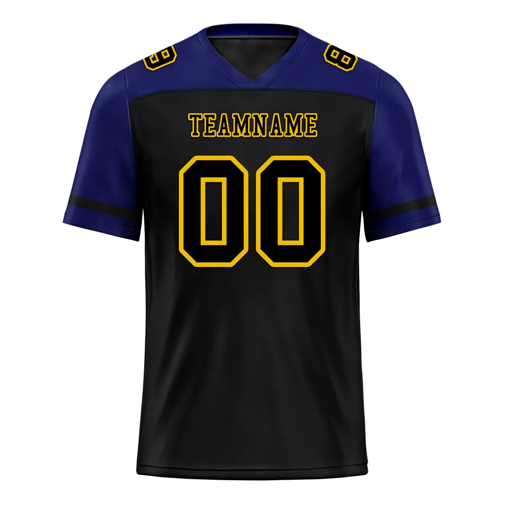Custom Black Blue Raglan Sleeves Black Personalized Authentic Football Jersey FBJ02-bc0f0bd