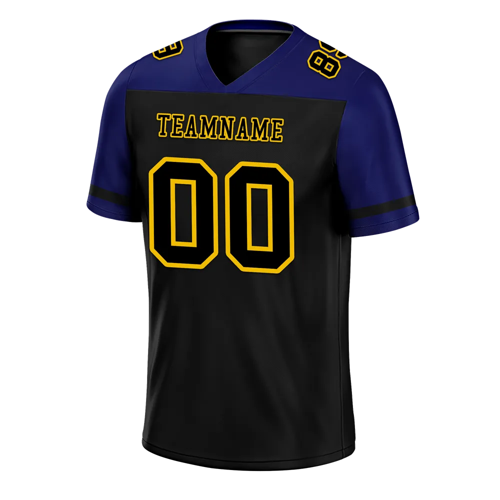 Custom Black Blue Raglan Sleeves Black Personalized Authentic Football Jersey FBJ02-bc0f0bd
