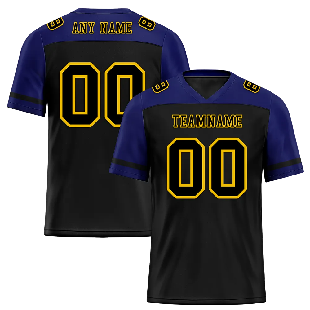 Custom Black Blue Raglan Sleeves Black Personalized Authentic Football Jersey FBJ02-bc0f0bd