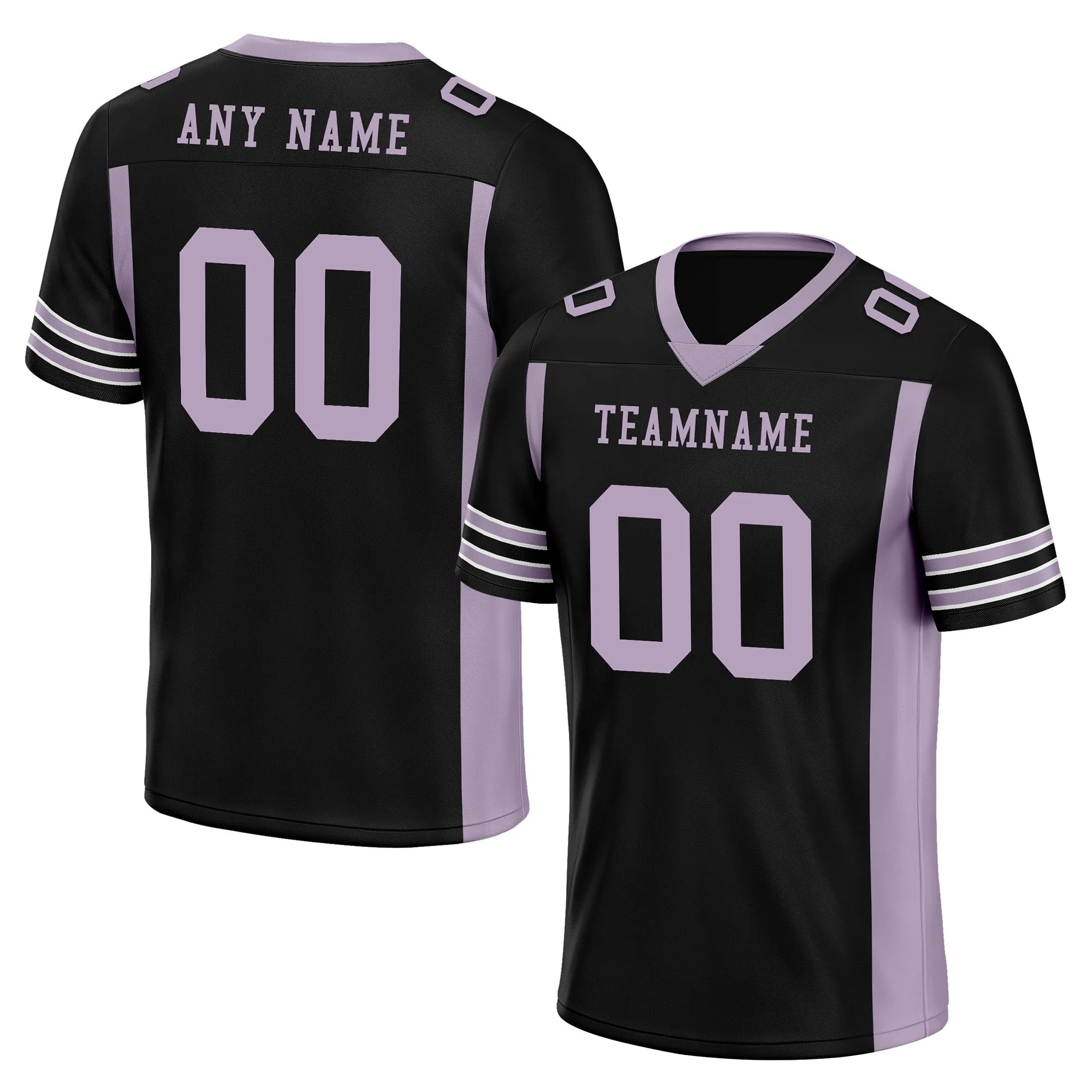Custom Black Light Pink Striped Sleeves Personalized Authentic Football Jersey FBJ02-D06068