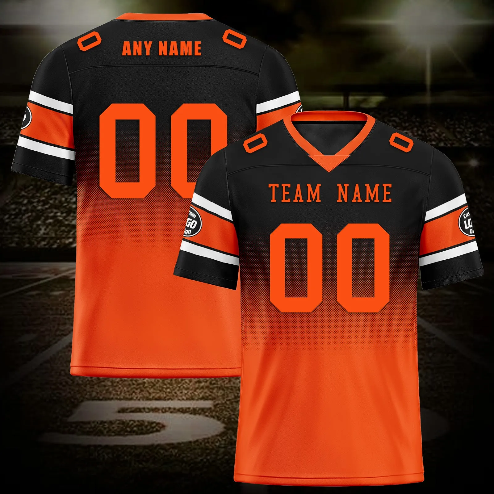 Custom Black Orange Cincinnati Personalized Authentic Football Jersey FBJ02-D020249-6