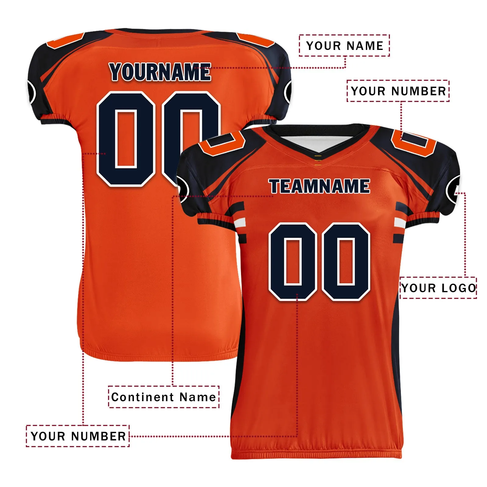 Custom Black Orange Illinois High-Performance American Football Jersey FBJ06-D023001-7