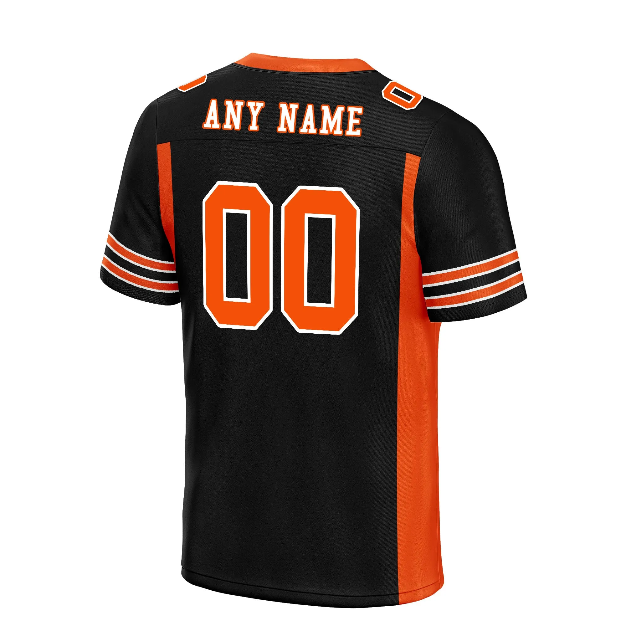 Custom Black Orange Striped Sleeves Personalized Authentic Football Jersey FBJ02-D06045