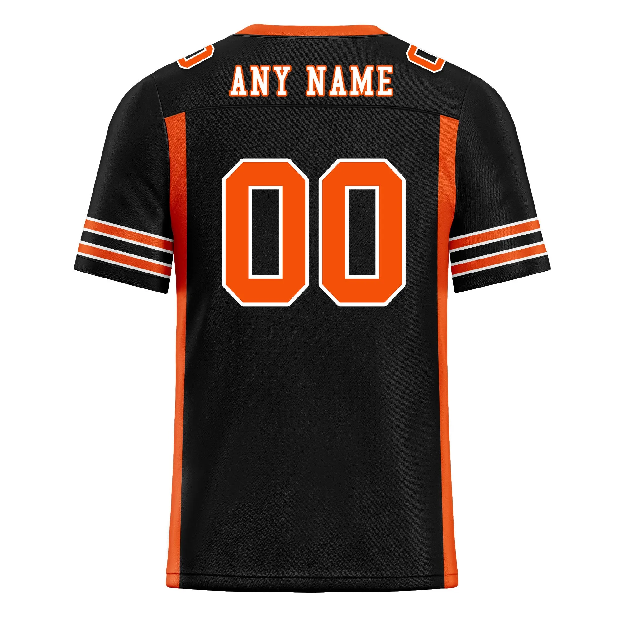 Custom Black Orange Striped Sleeves Personalized Authentic Football Jersey FBJ02-D06045