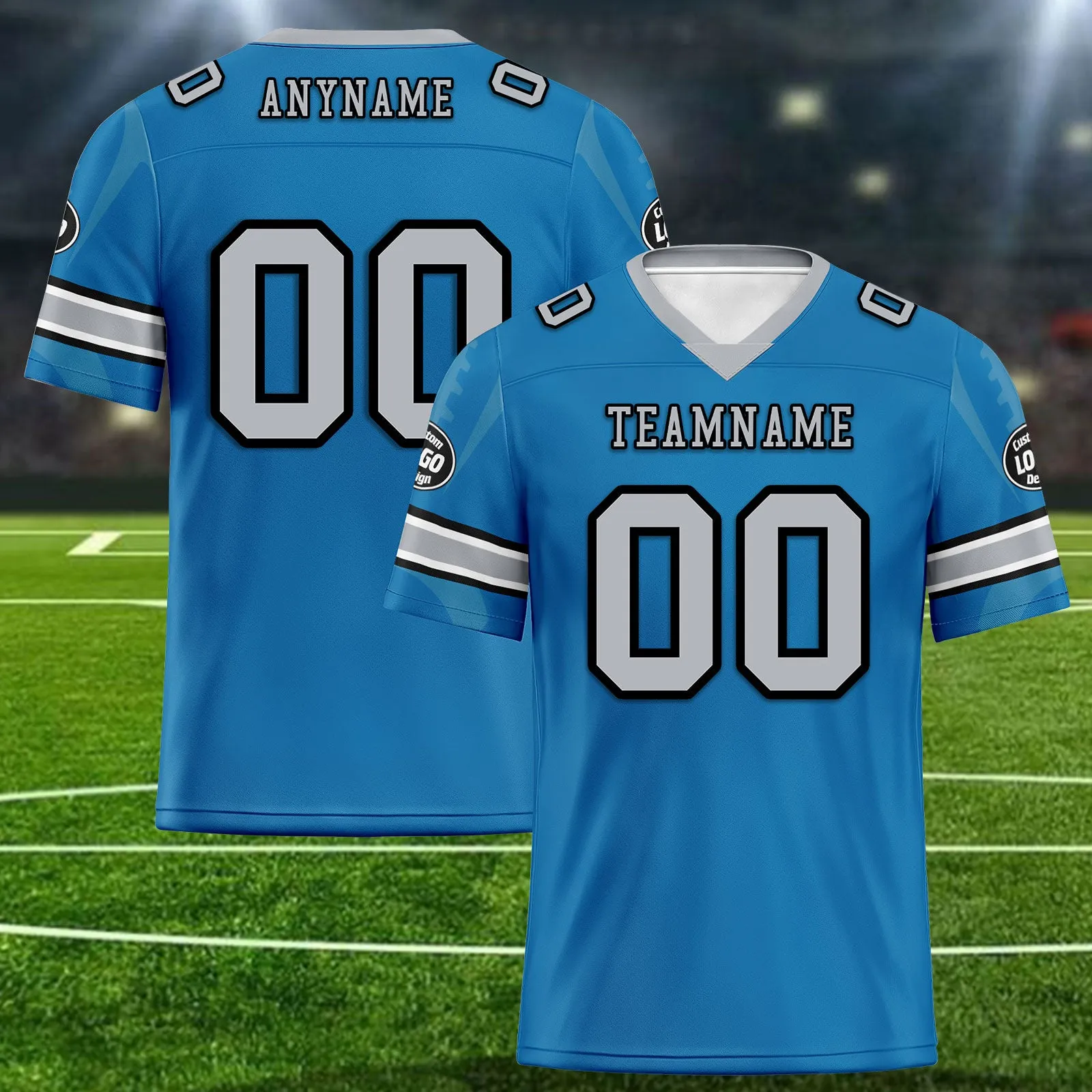 Custom Blue Detroit Personalized Authentic Football Jersey FBJ02-D025033-9