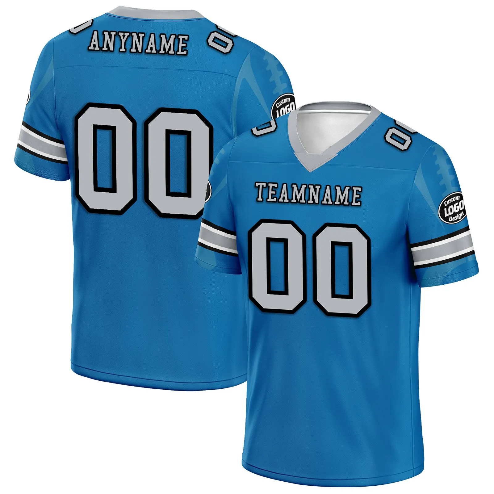 Custom Blue Detroit Personalized Authentic Football Jersey FBJ02-D025033-9