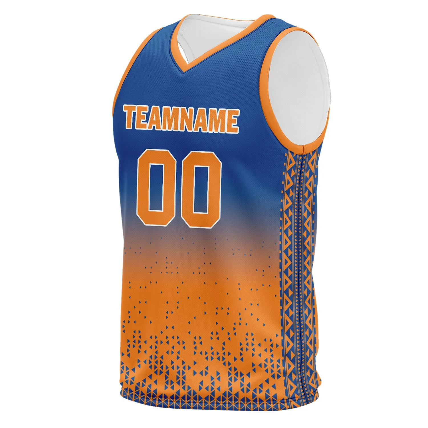 Custom Blue Orange Fade Fashion Sports Uniform Basketball Jersey BBJ01-D020102-3