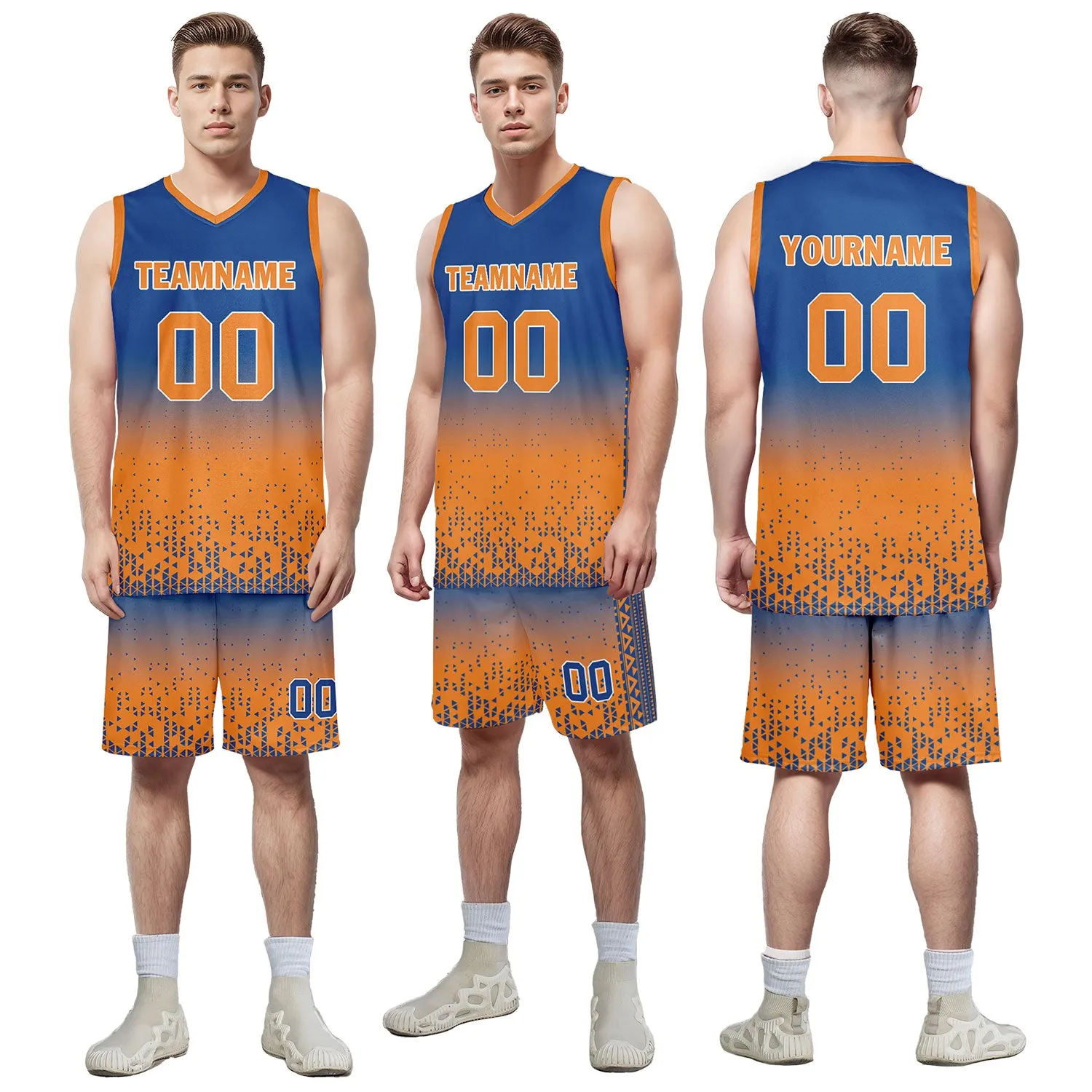 Custom Blue Orange Fade Fashion Sports Uniform Basketball Jersey BBJ01-D020102-3