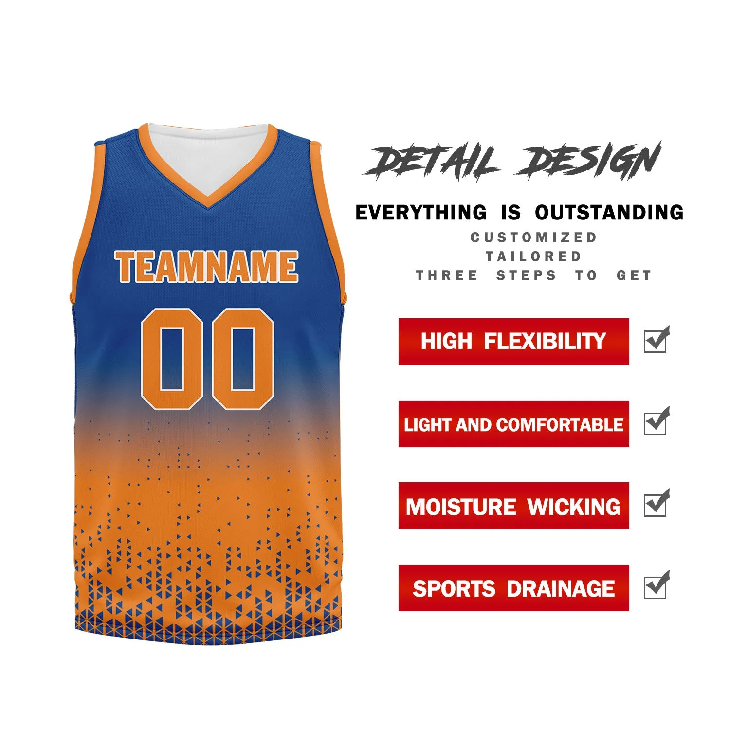 Custom Blue Orange Fade Fashion Sports Uniform Basketball Jersey BBJ01-D020102-3