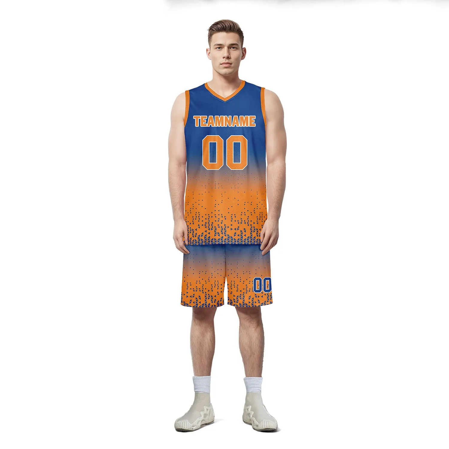 Custom Blue Orange Fade Fashion Sports Uniform Basketball Jersey BBJ01-D020102-3