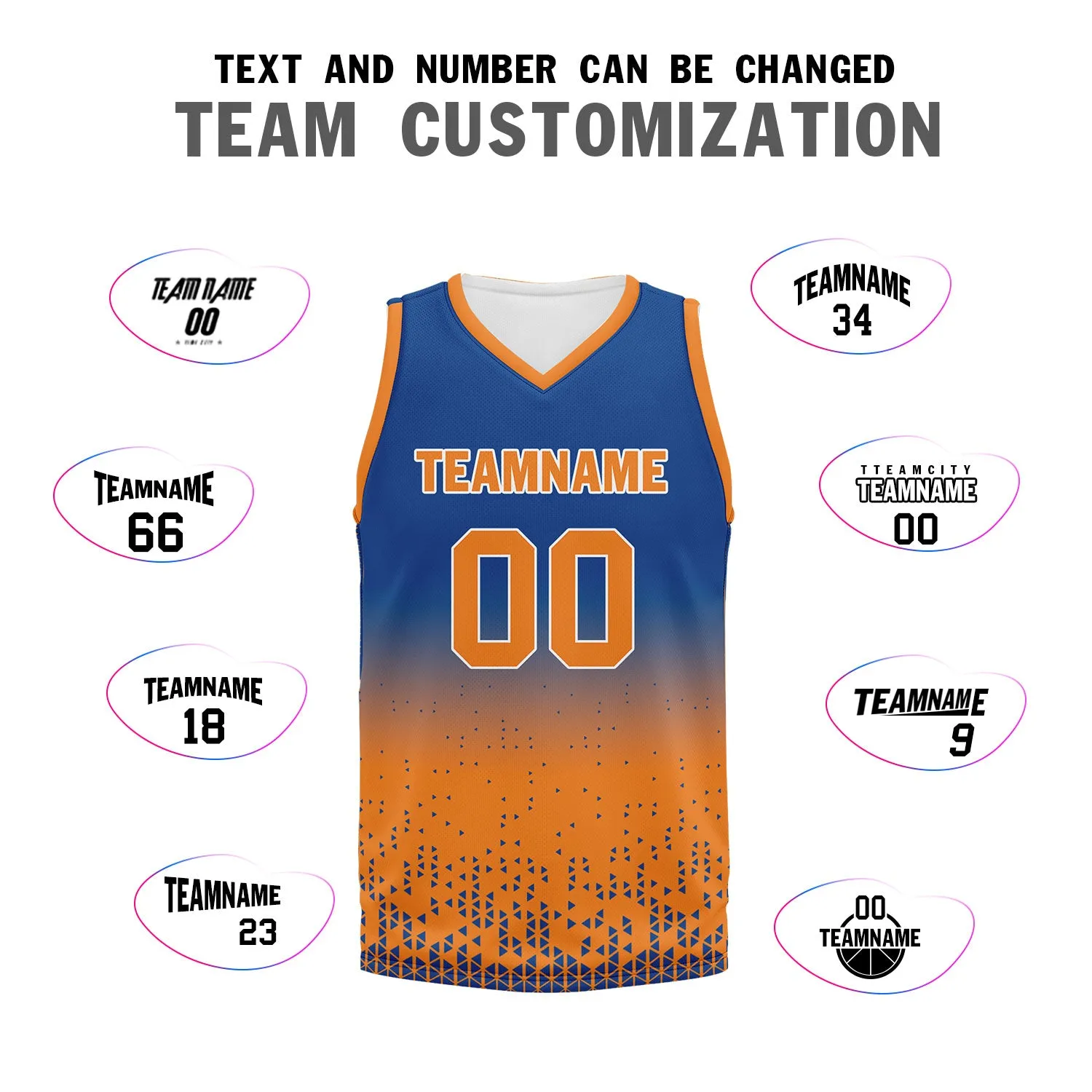 Custom Blue Orange Fade Fashion Sports Uniform Basketball Jersey BBJ01-D020102-3