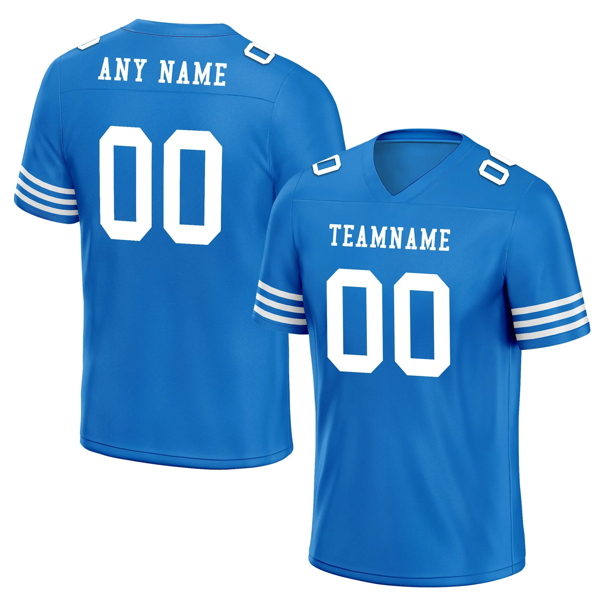 Custom Blue White Striped Sleeves Personalized Authentic Football Jersey FBJ02-D06038