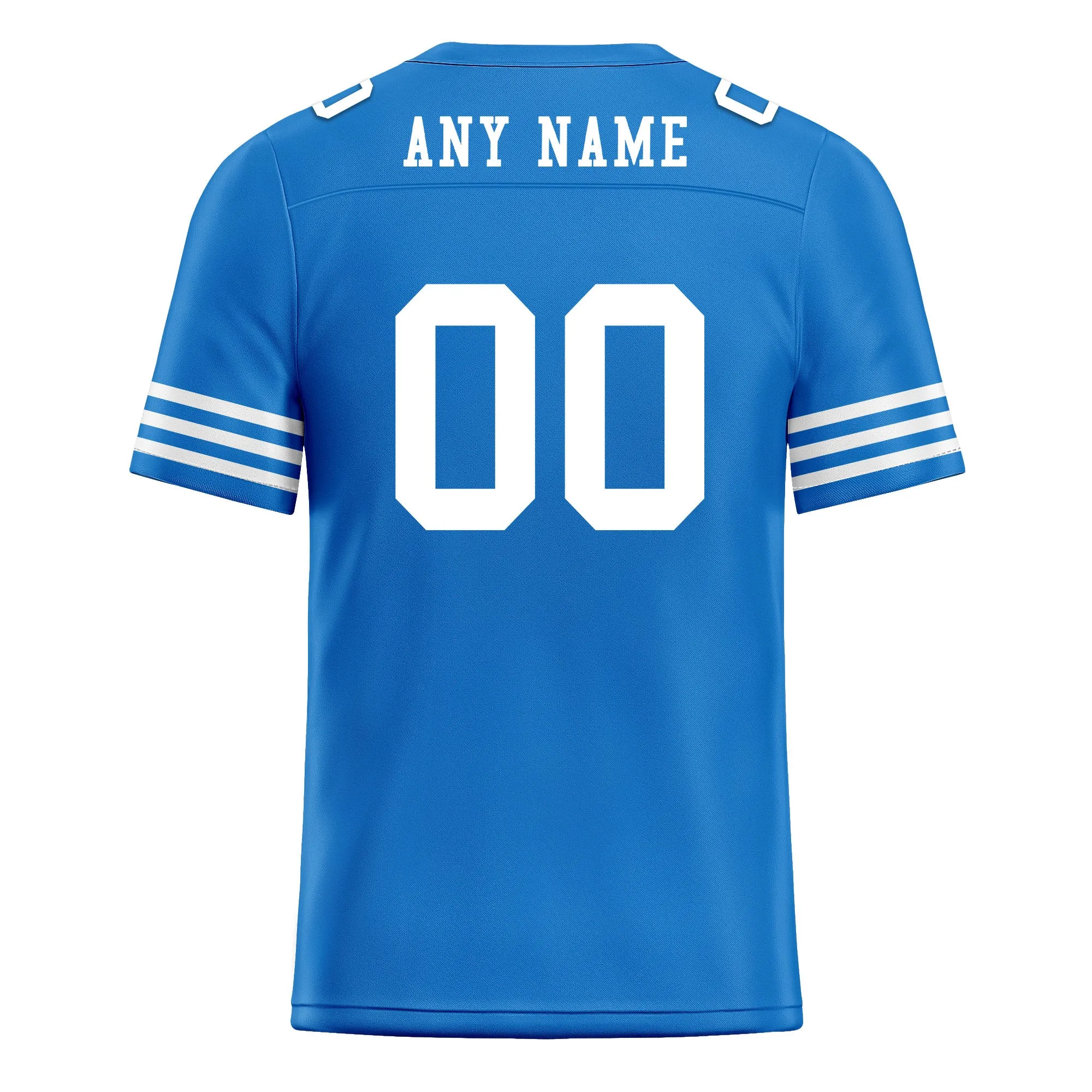 Custom Blue White Striped Sleeves Personalized Authentic Football Jersey FBJ02-D06038