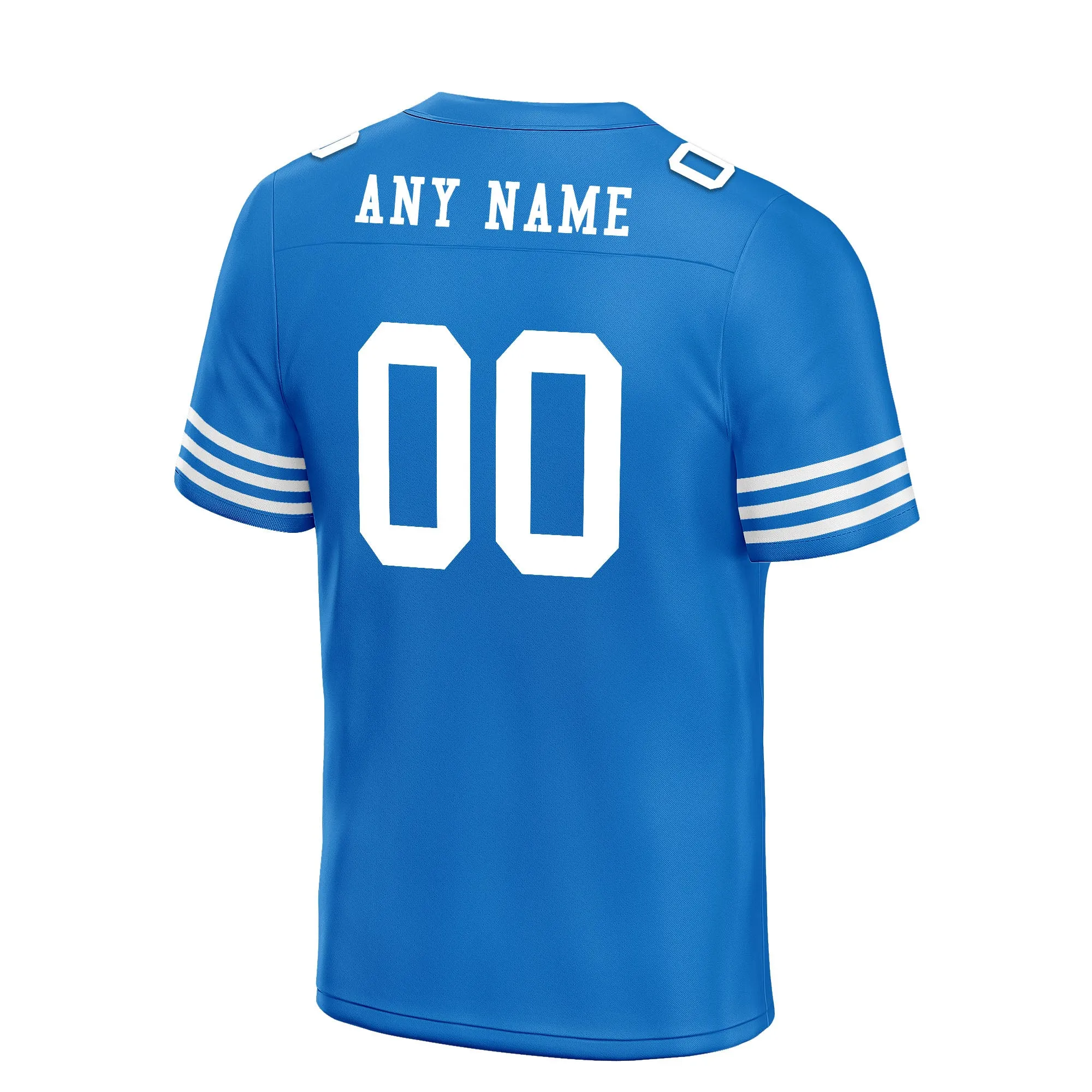 Custom Blue White Striped Sleeves Personalized Authentic Football Jersey FBJ02-D06038