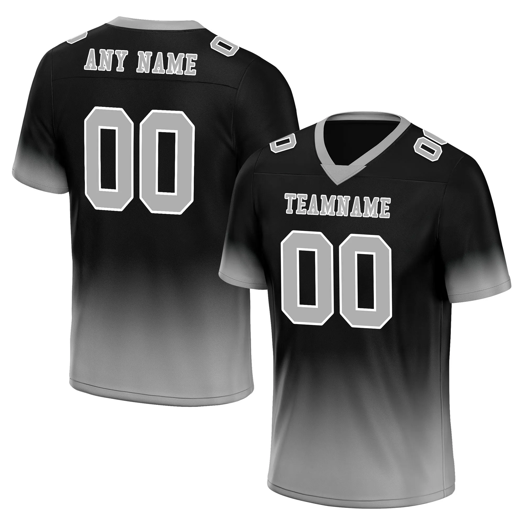 Custom Gray Black Fade Fashion Personalized Authentic Football Jersey FBJ02-D06083