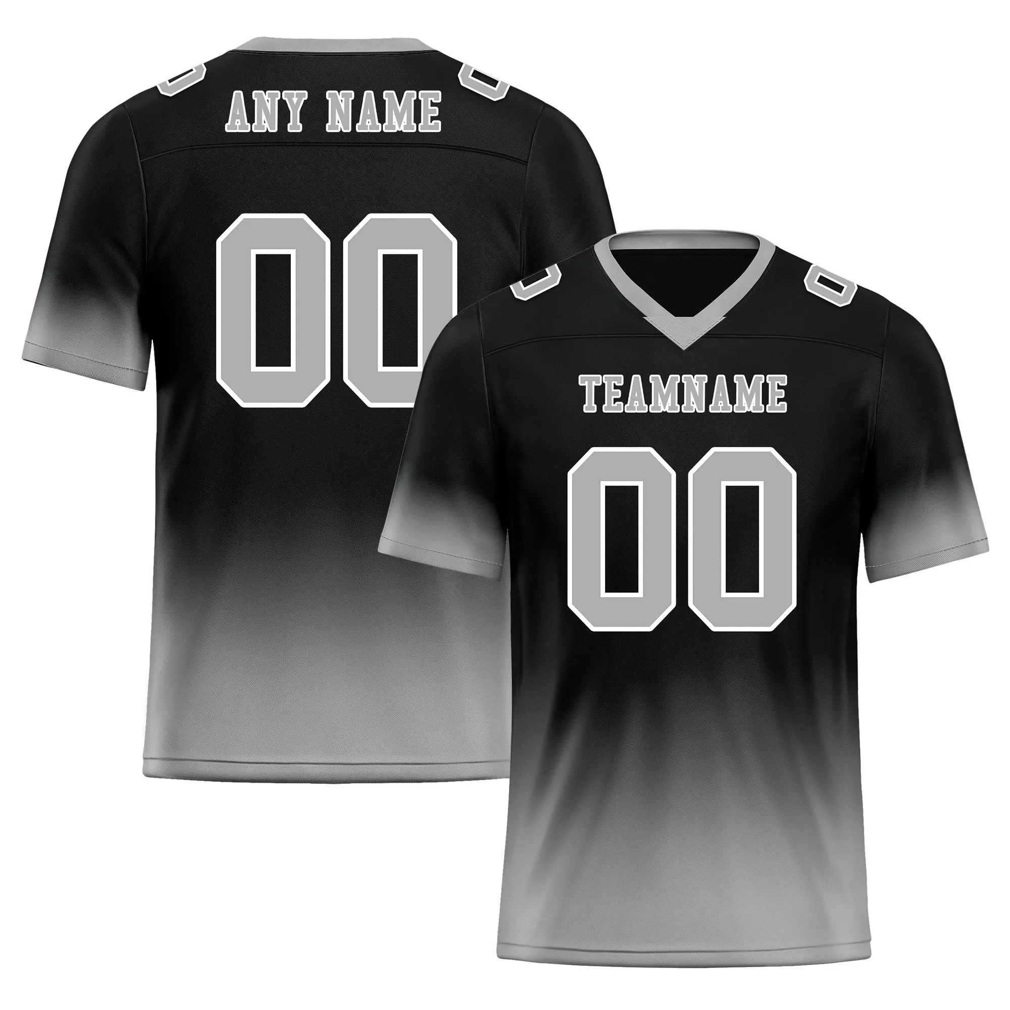 Custom Gray Black Fade Fashion Personalized Authentic Football Jersey FBJ02-D06083