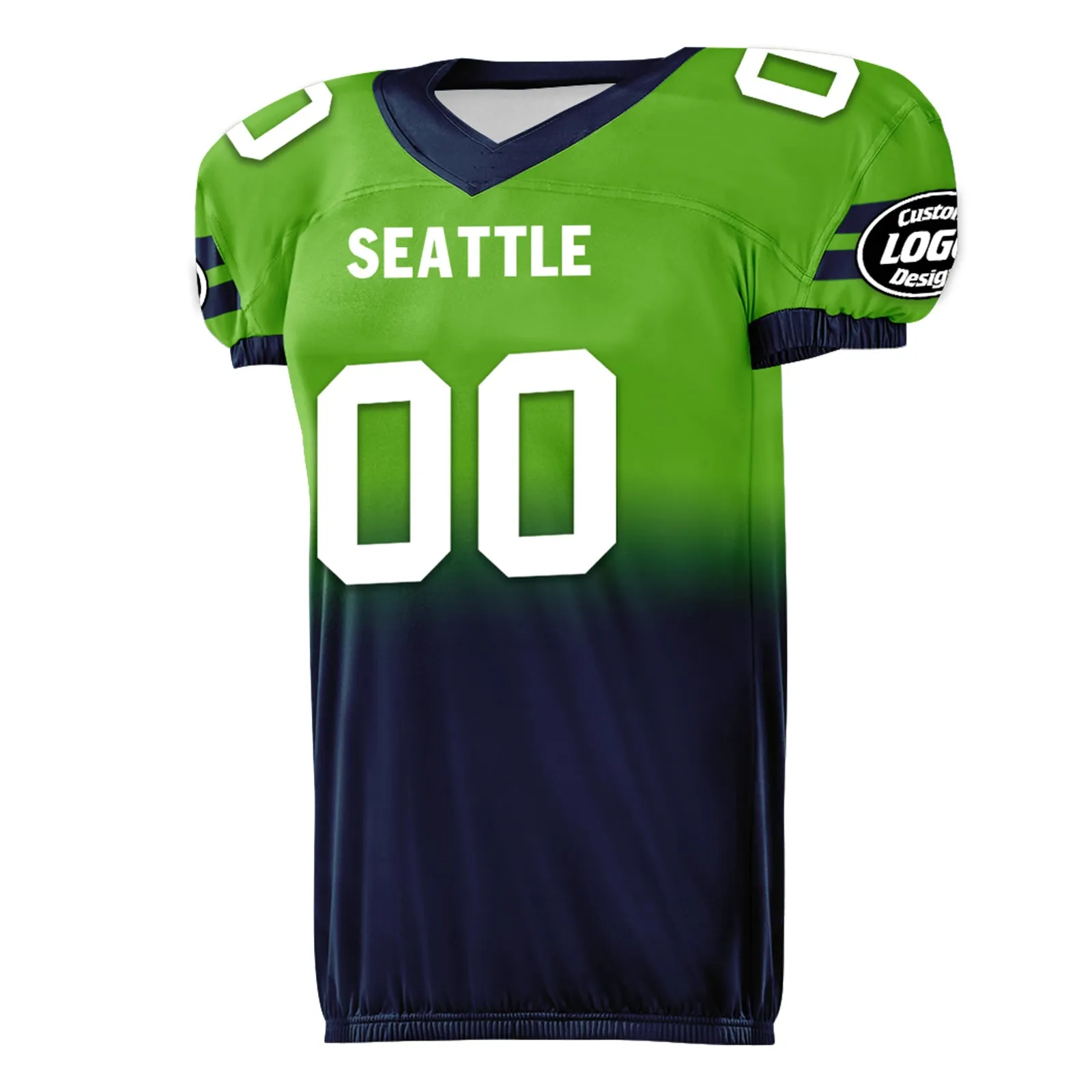 Custom Green Blue Fade Fashion Seattle High-Performance American Football Jersey FBJ06-D020252-27