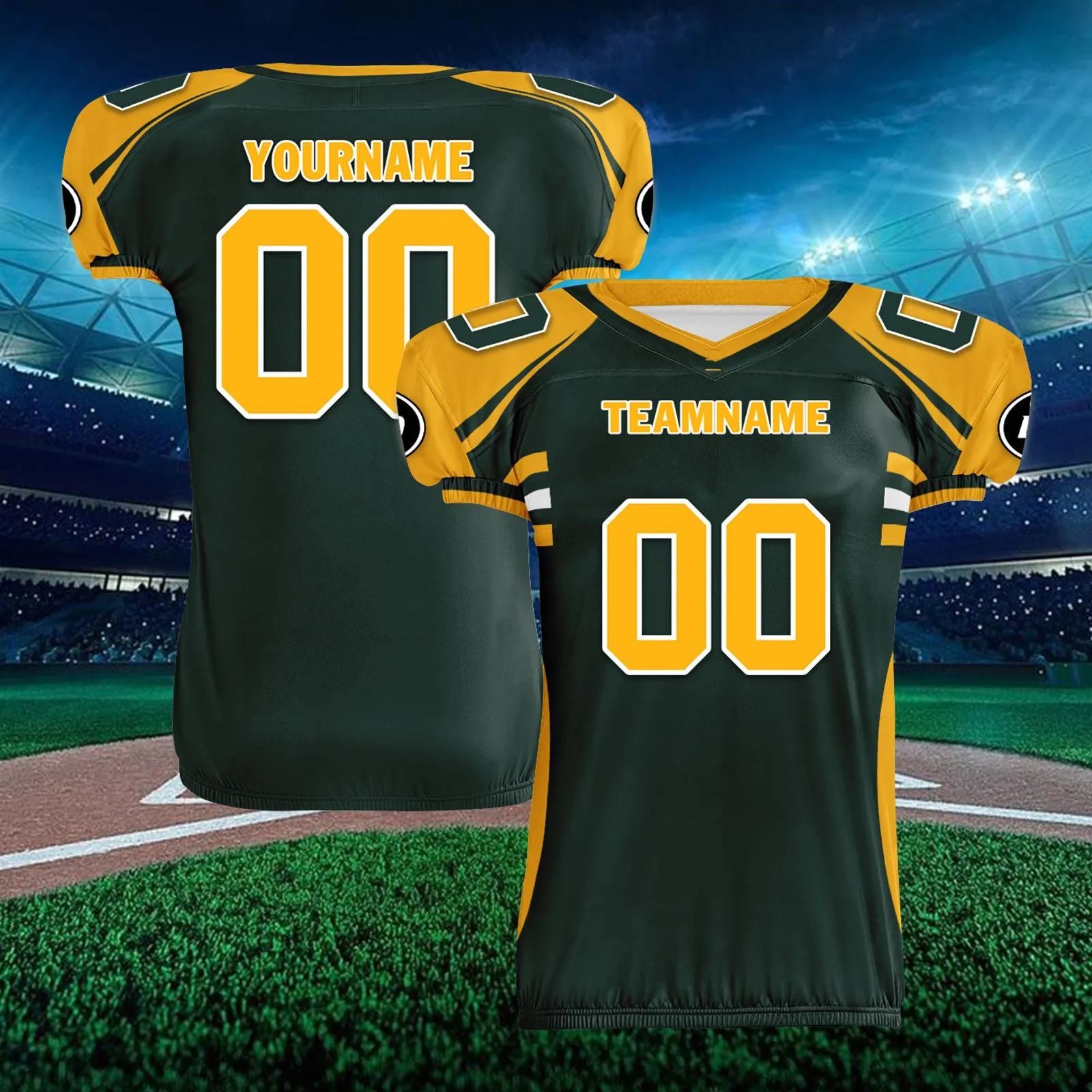 Custom Green Yellow Wisconsin High-Performance American Football Jersey FBJ06-D023001-13