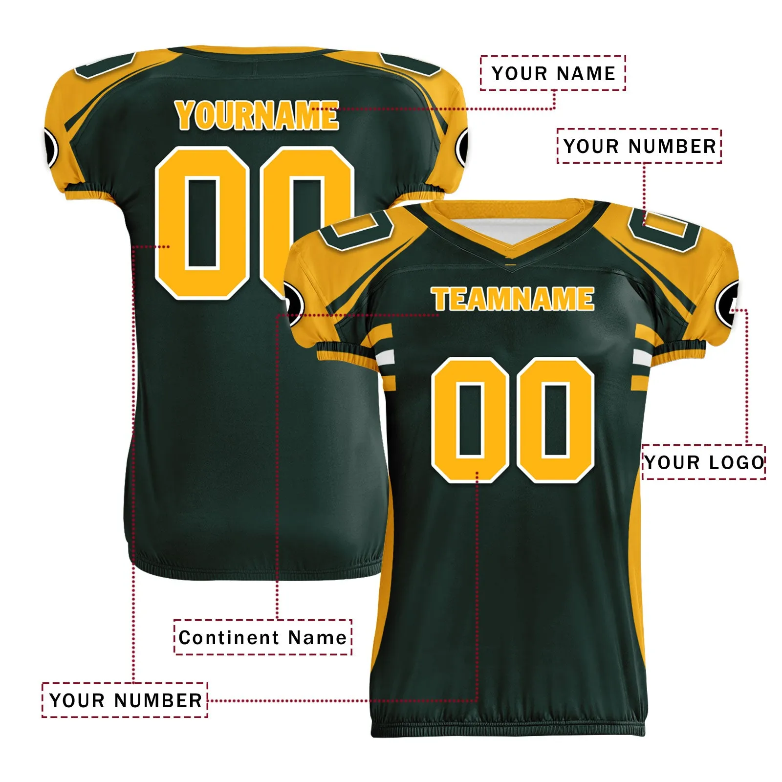 Custom Green Yellow Wisconsin High-Performance American Football Jersey FBJ06-D023001-13