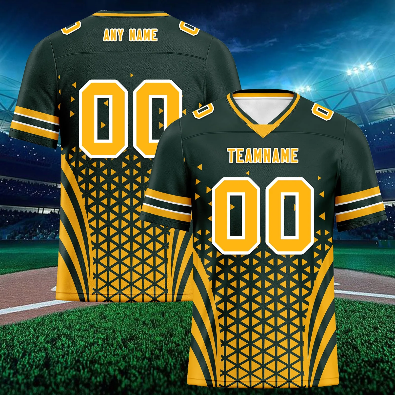 Custom Green Yellow Wisconsin Personalized Authentic Football Jersey FBJ02-D023033-13