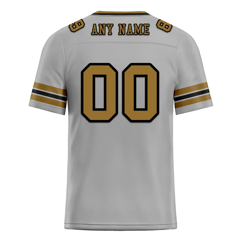 Custom Grey Sleeve Stripes Grey Personalized Authentic Football Jersey FBJ02-bc0f0fd
