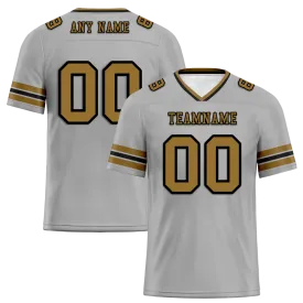 Custom Grey Sleeve Stripes Grey Personalized Authentic Football Jersey FBJ02-bc0f0fd