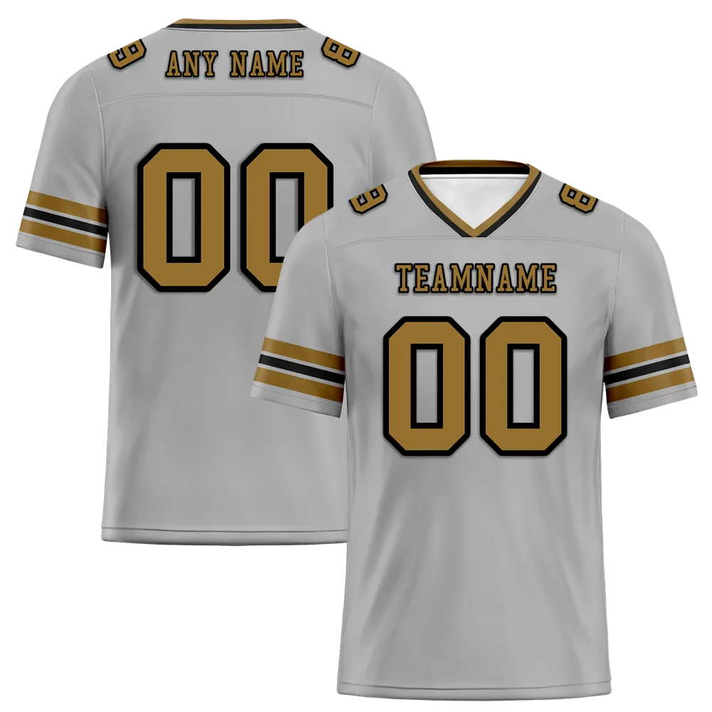Custom Grey Sleeve Stripes Grey Personalized Authentic Football Jersey FBJ02-bc0f0fd