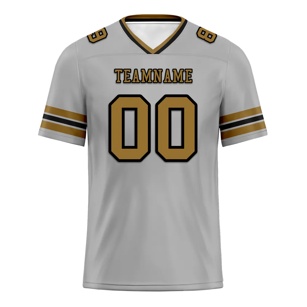 Custom Grey Sleeve Stripes Grey Personalized Authentic Football Jersey FBJ02-bc0f0fd
