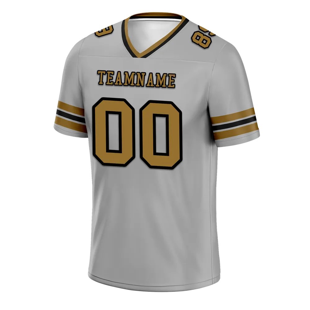 Custom Grey Sleeve Stripes Grey Personalized Authentic Football Jersey FBJ02-bc0f0fd