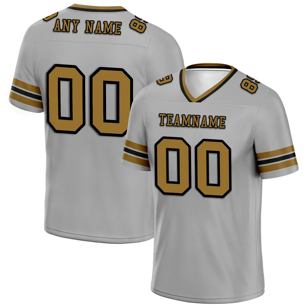 Custom Grey Sleeve Stripes Grey Personalized Authentic Football Jersey FBJ02-bc0f0fd