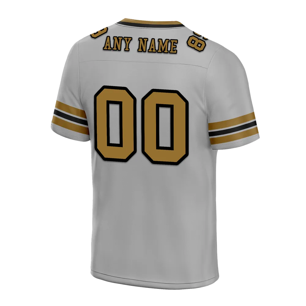 Custom Grey Sleeve Stripes Grey Personalized Authentic Football Jersey FBJ02-bc0f0fd