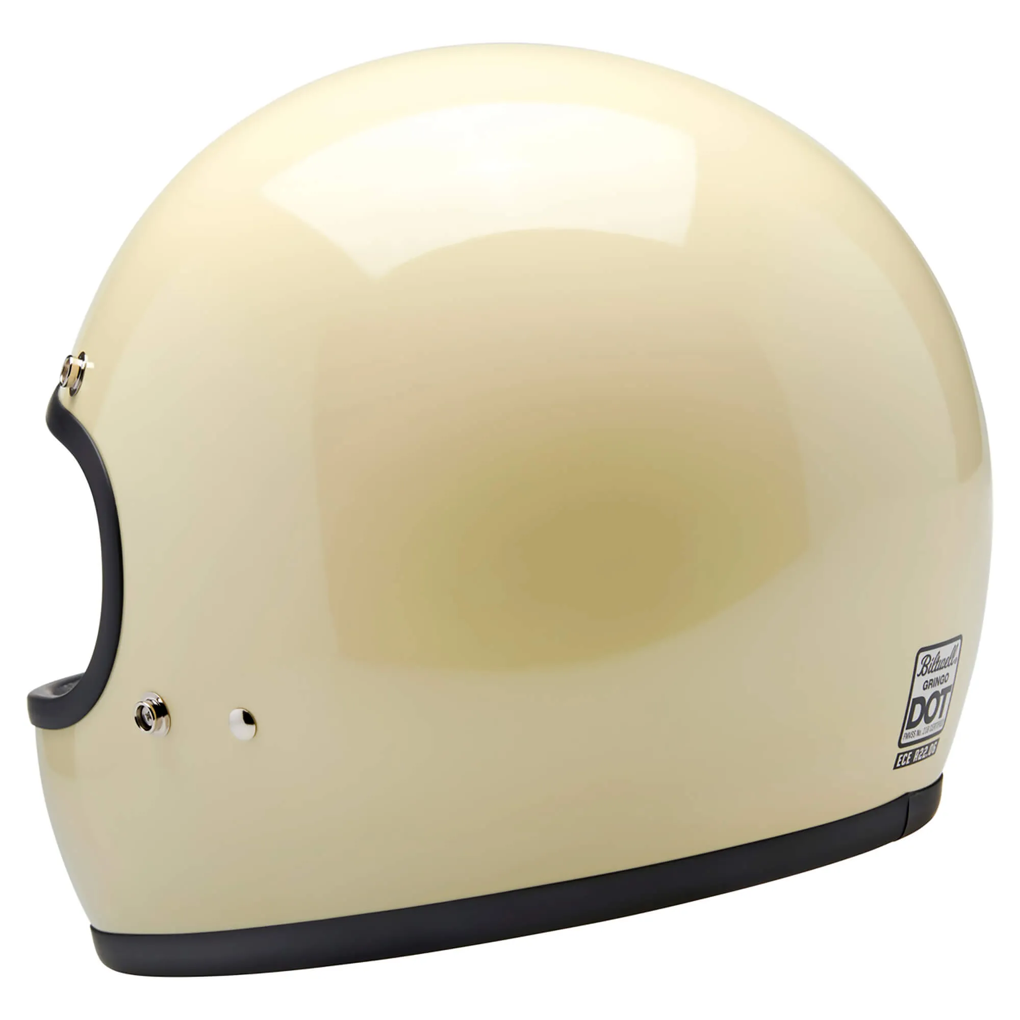 Gringo DOT/ECE R22.06 Approved Full Face Helmet - Gloss Vintage White