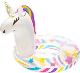 GROBRO7 Inflatable Unicorn Pool Float Inflation Swimming Floaty Pool Toy Swimming Ring with Sequins Unicorn Sea Party Water Fun Summer Outdoor Beach Water Lounge Inflatable Raft for Adult White