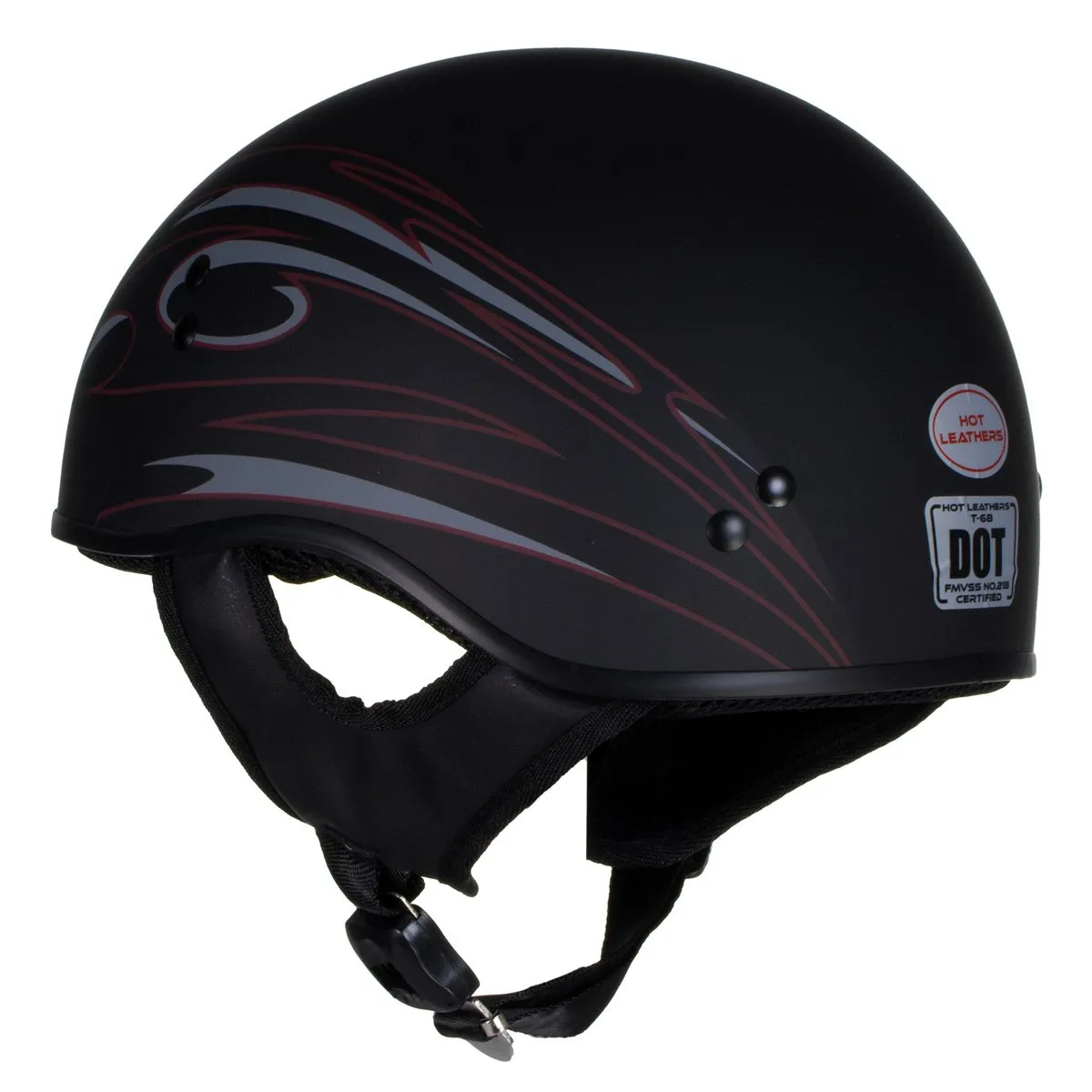 Hot Leathers T68 'Tribal Black' Advanced DOT Motorcycle Skull Cap Helmet