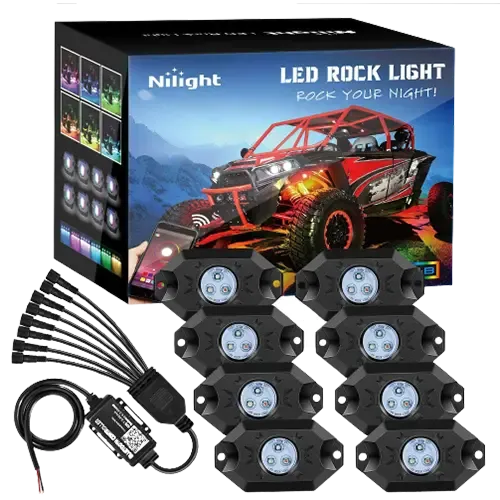LED RGB Rock Lights Bluetooth Underglow Multicolor Neon (8 Pods)