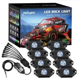 LED RGB Rock Lights Bluetooth Underglow Multicolor Neon (8 Pods)